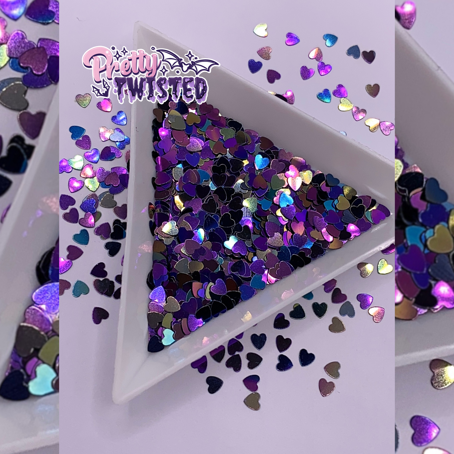 ‘OIL SPILL HEARTS’ | HOLOGRAPHIC GLITTER SHAPES