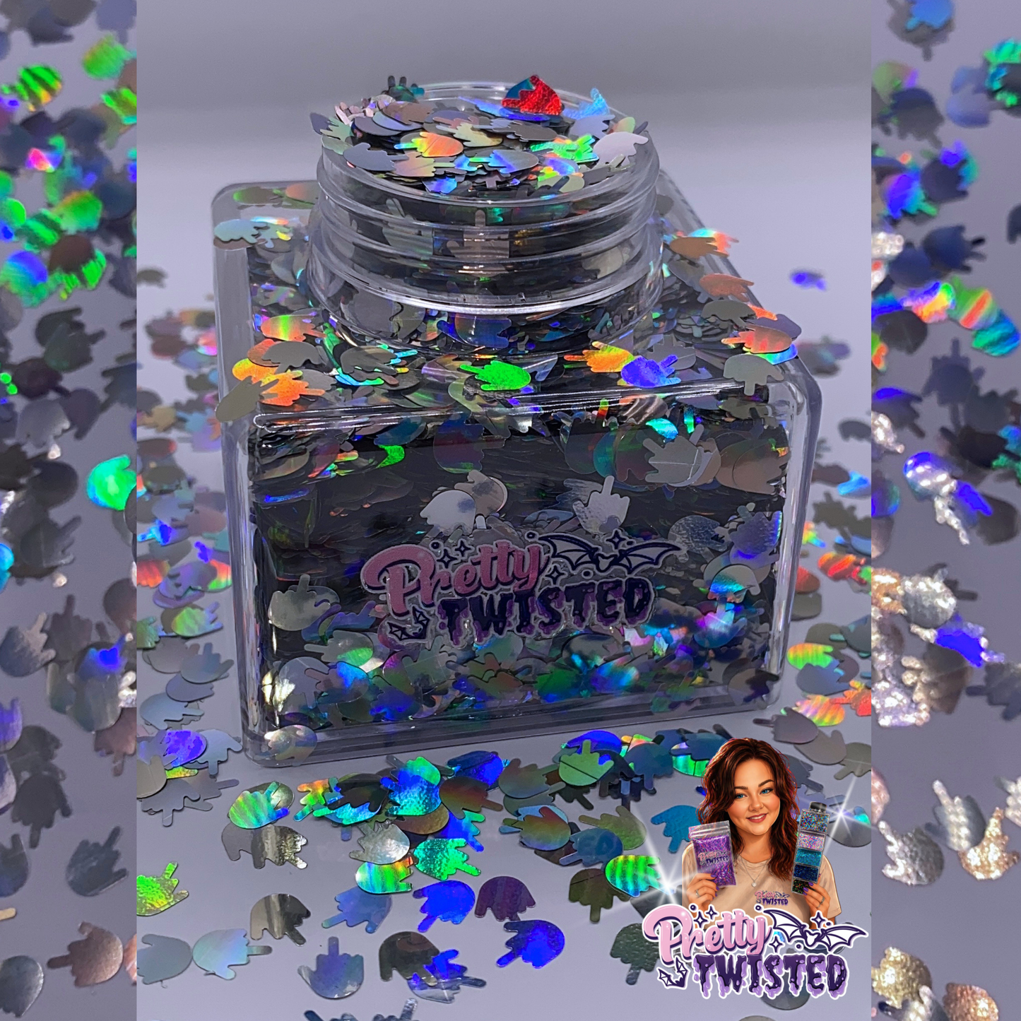 ‘FINGER’ | HOLOGRAPHIC GLITTER SHAPES - 1oz Stacker