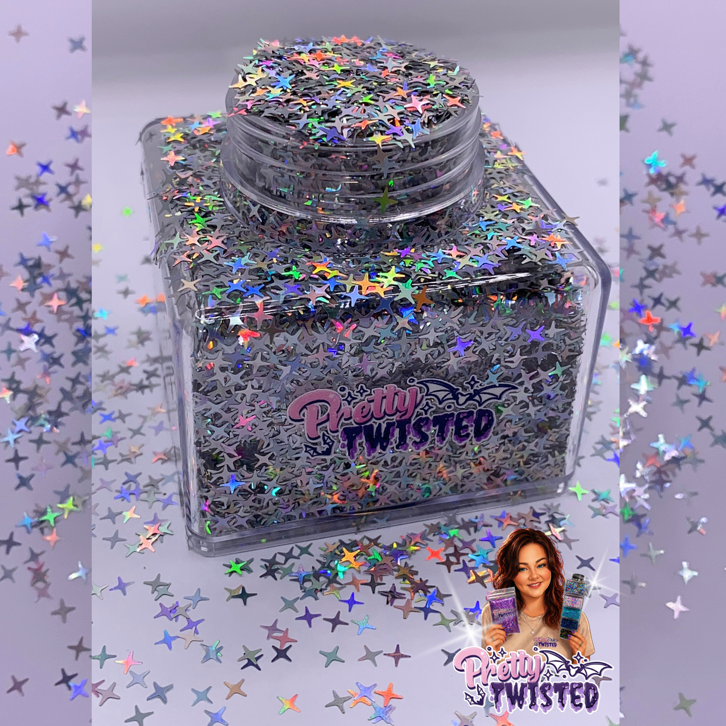 ‘STARS’ | HOLOGRAPHIC GLITTER SHAPES - 1oz Stacker