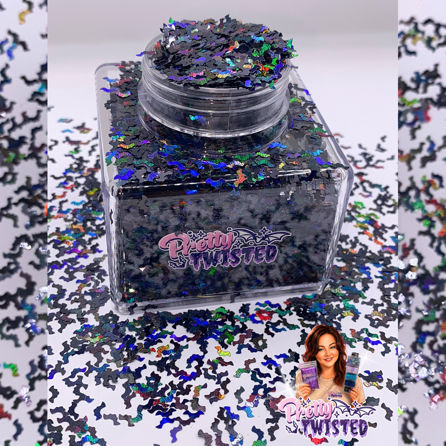 'BATS’ | HOLOGRAPHIC GLITTER SHAPES - 1oz Stacker