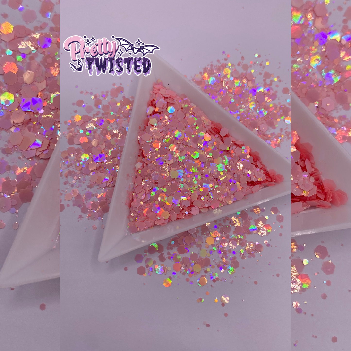 ‘PINK-A-BOO’ | MACAROON HOLOGRAPHIC | CHUNKY MIX