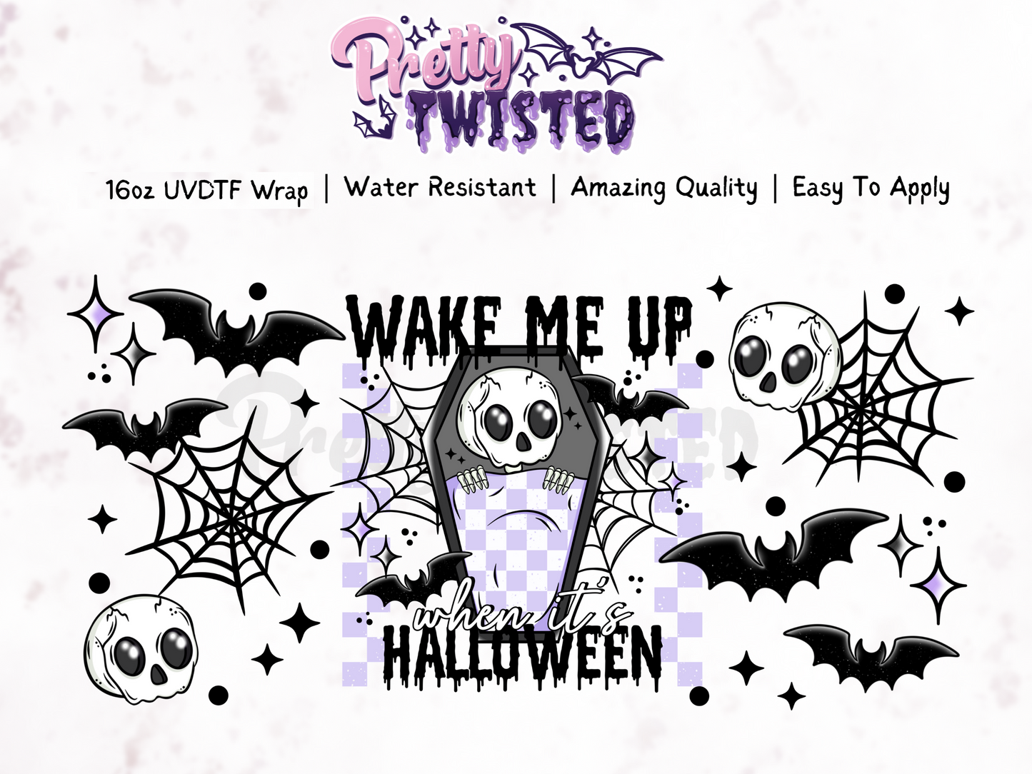 UV DTF | WAKE ME UP WHEN ITS HALLOWEEN 16oz Libbey Wrap