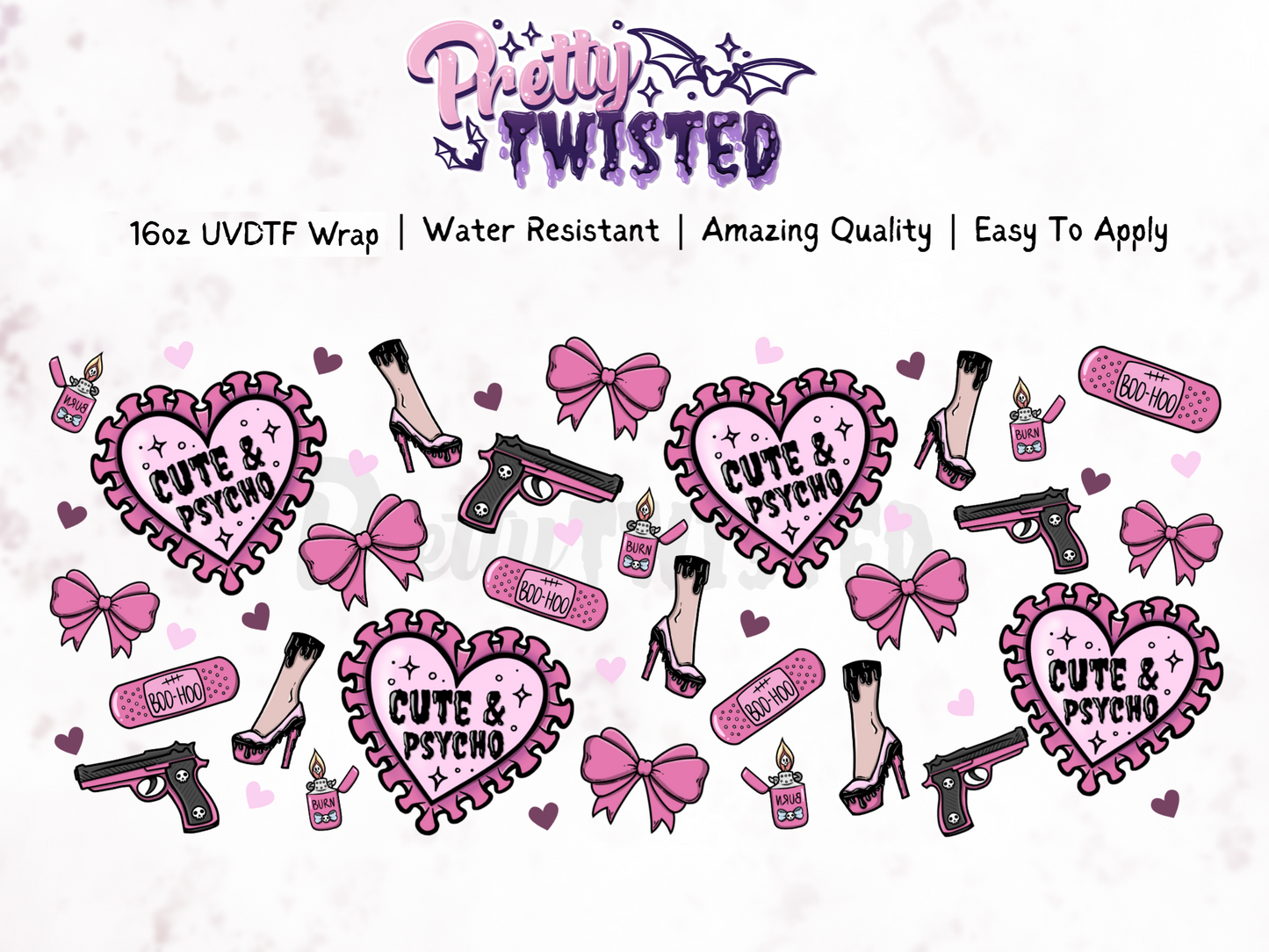 UV DTF | CUTE & PSYCHO 16oz Libbey Wrap