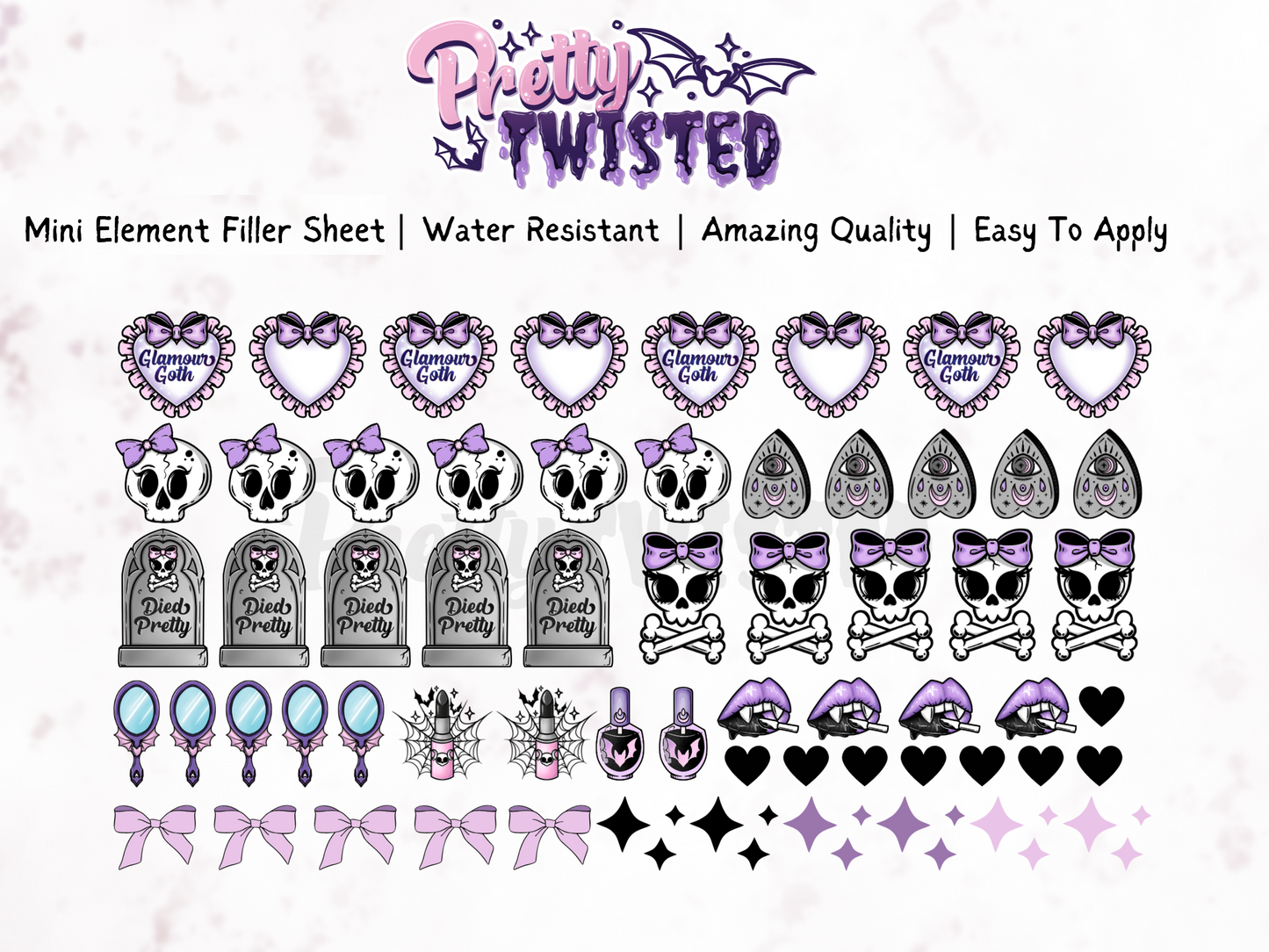 MINI GLAM GOTH | UV DTF ELEMENT/FILLER SHEET