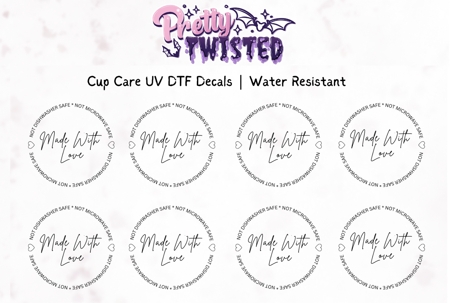 'Made With Love' | Cup Care UV DTF Decals