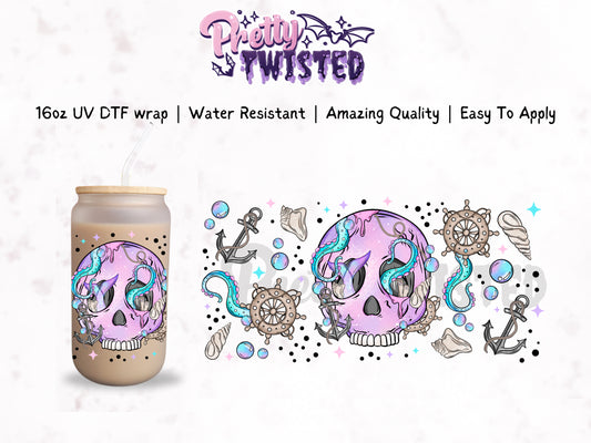 UV DTF | MERMAIDS SKULL 16oz Libbey Wrap