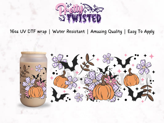 UV DTF | CHECKERED PUMPKINS 16oz Libbey Wrap