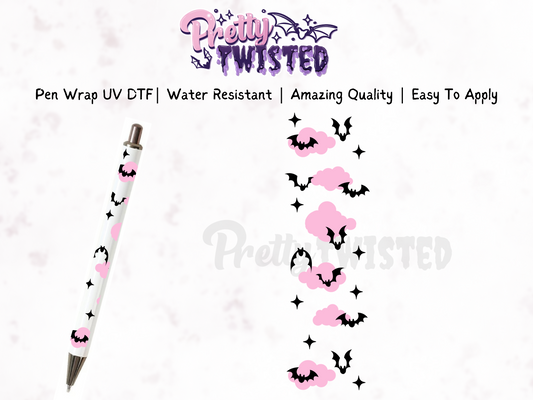 PEN WRAP - BATS & PINK CLOUDS | UV DTF