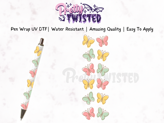 PEN WRAP - COLOURFUL BUTTERFLIES | UV DTF