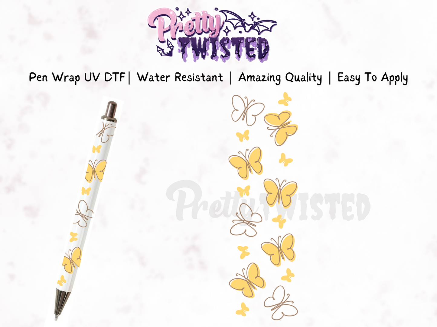 PEN WRAP - YELLOW BUTTERFLY | UV DTF