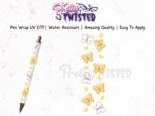 PEN WRAP - YELLOW BUTTERFLY | UV DTF