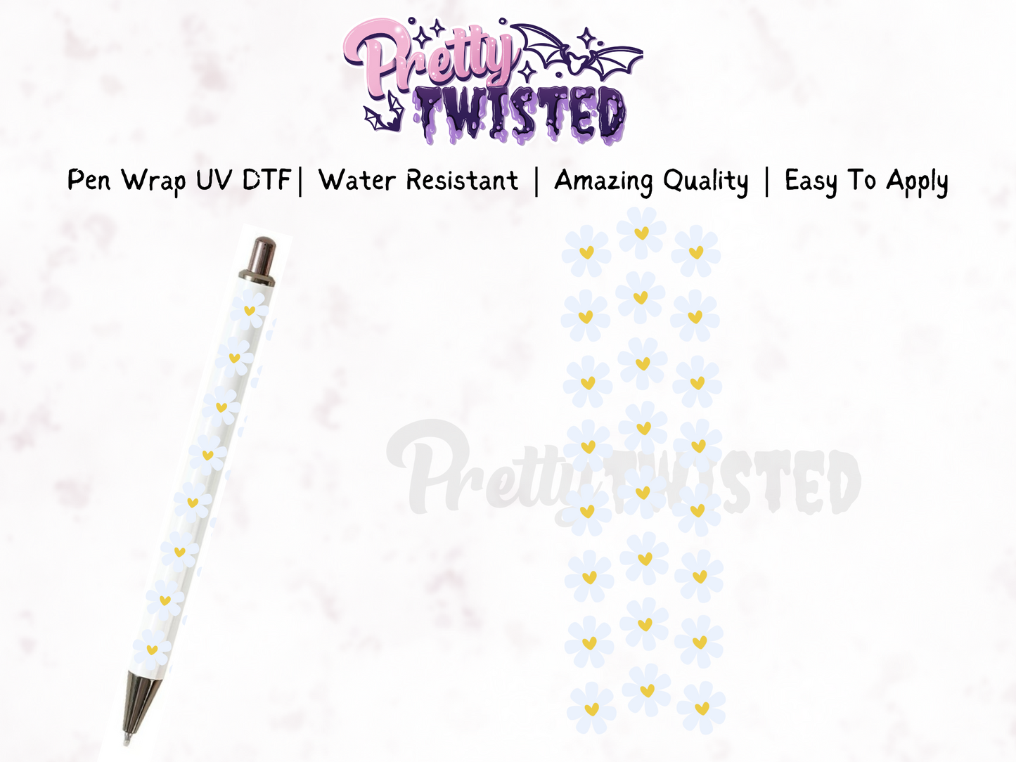 PEN WRAP - DAISY HEART | UV DTF