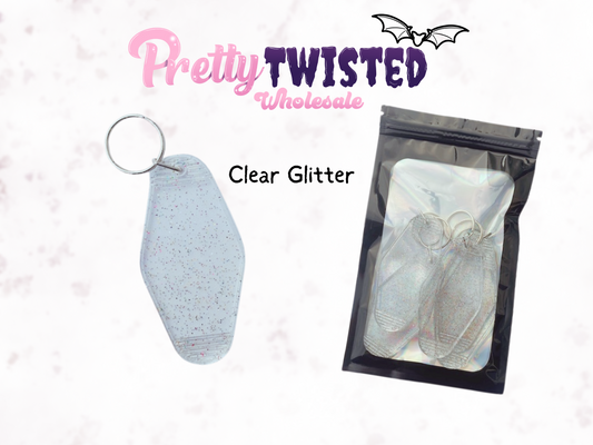 BLANK MOTEL KEYRING | CLEAR GLITTER