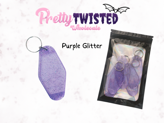 BLANK MOTEL KEYRING | PURPLE GLITTER