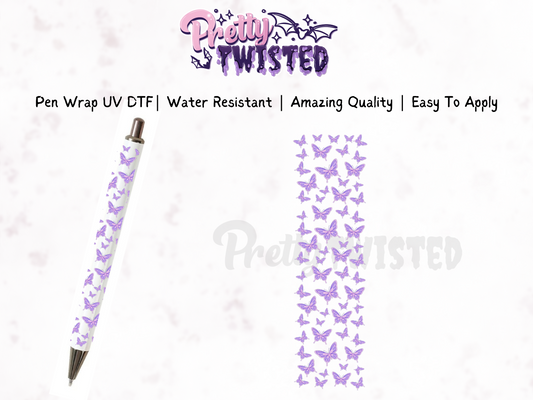 PEN WRAP - PURPLE BUTTERFLY | UV DTF