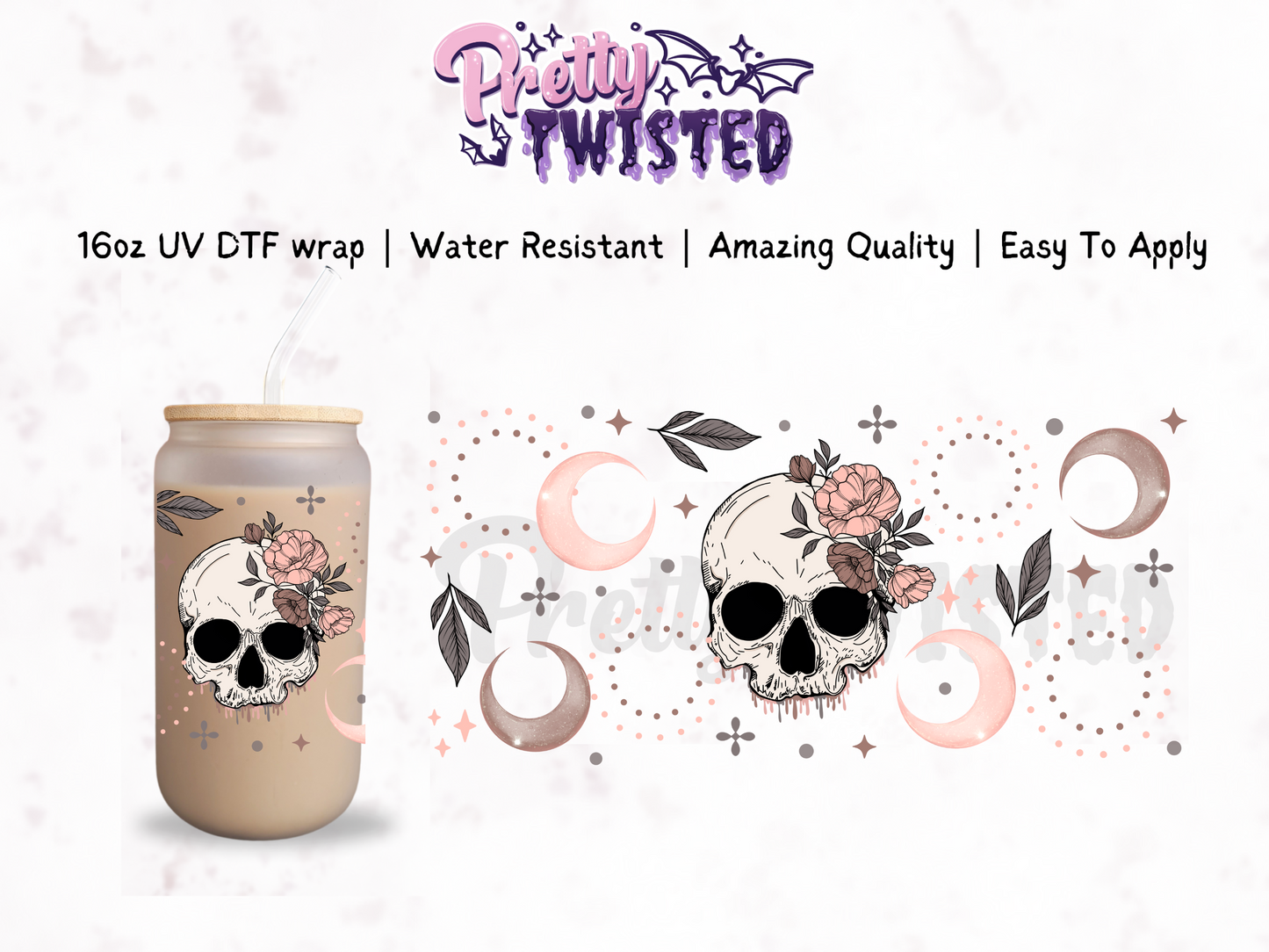 UV DTF | SKELLIE ROSE 16oz Libbey Wrap