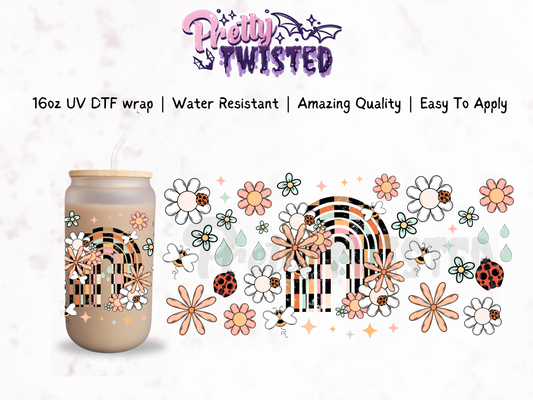 UV DTF | RETRO RAINBOW 16oz Libbey Wrap