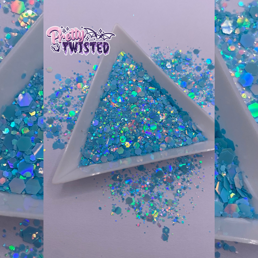 ‘BLUE LAGOON’ | MACAROON HOLOGRAPHIC | CHUNKY MIX