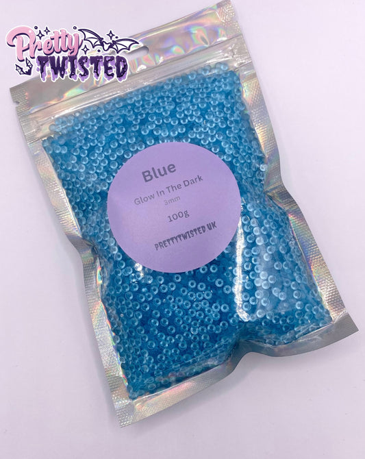 100g | Blue | Glow In The Dark 3mm Rhinestones