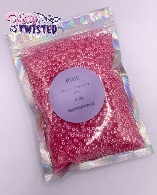 100g | Pink | Glow In The Dark 3mm Rhinestones