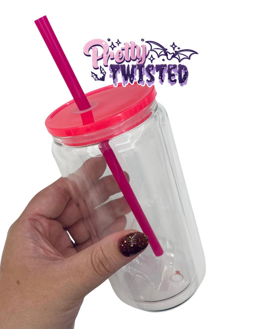 16oz Glass Snowglobe | Hot Pink