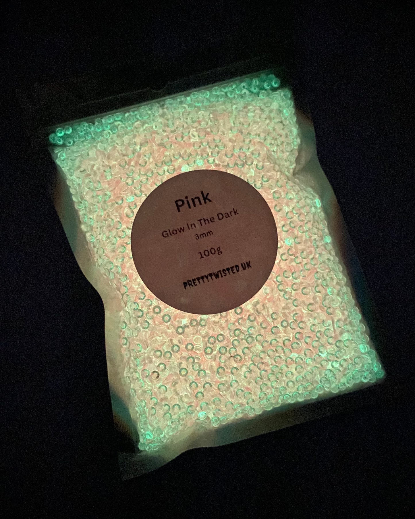 100g | Pink | Glow In The Dark 3mm Rhinestones