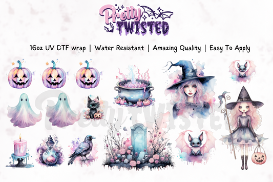 UV DTF | WHIMSICAL WITCH ELEMENT SHEET | 16oz Libbey Wrap