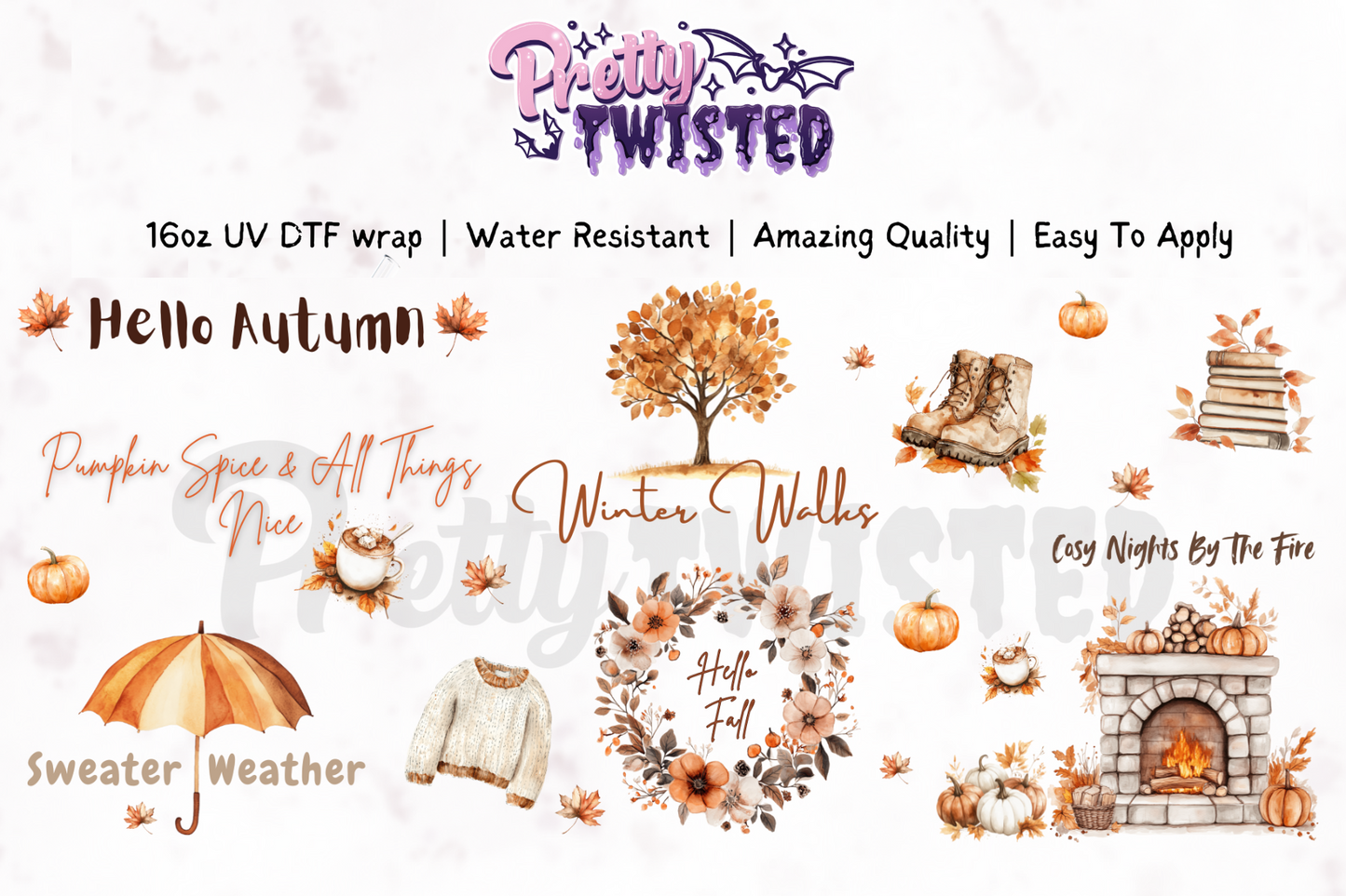 UV DTF | AUTUMN QUOTES ELEMENT SHEET | 16oz Libbey Wrap