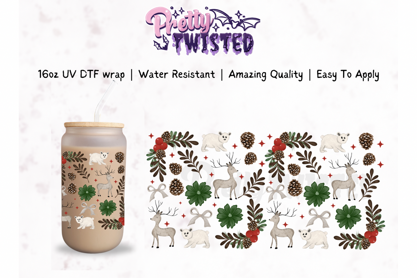 UV DTF | CHRISTMAS WOODLANDS 16oz Libbey Wrap