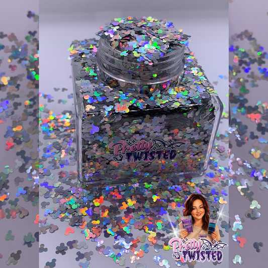 ‘MOUSE HEAD’ | HOLOGRAPHIC GLITTER SHAPES - 1oz Stacker