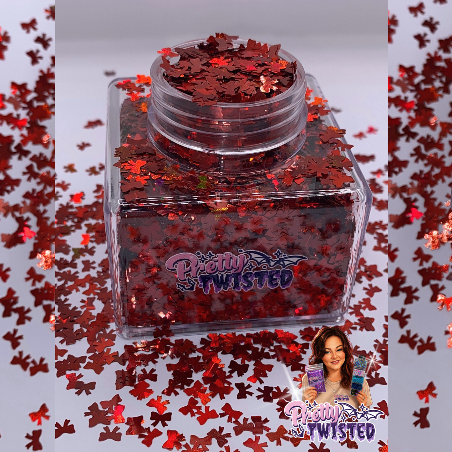 ‘BOWS’ | HOLOGRAPHIC GLITTER SHAPES - 1oz Stacker