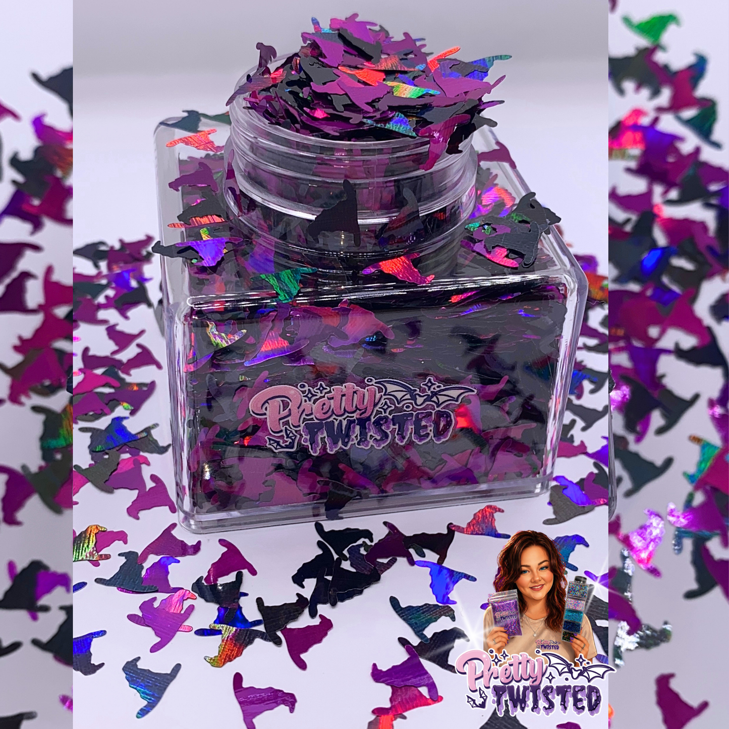 ‘WITCHES HATS’ | HOLOGRAPHIC GLITTER SHAPES - 1oz Stacker