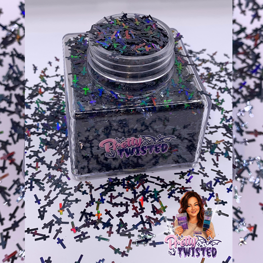'CROSSES’ | HOLOGRAPHIC GLITTER SHAPES - 1oz Stacker