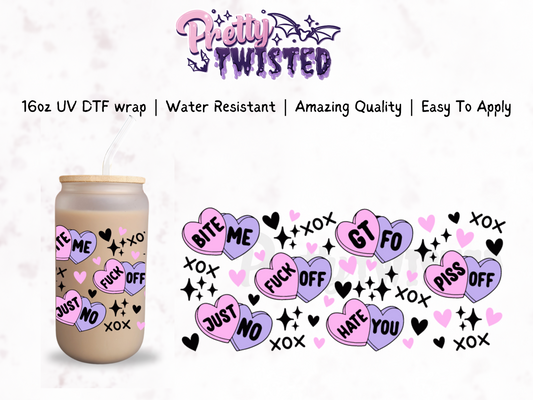UV DTF | SWEARY HEARTS 16oz Libbey Wrap