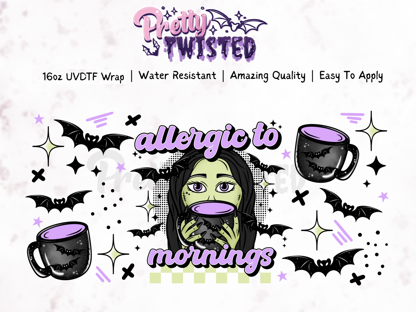 UV DTF | ALLERGIC TO MORNINGS 16oz Libbey Wrap