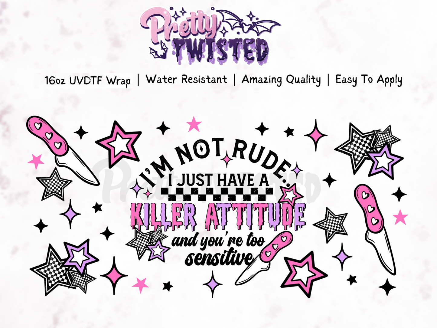 UV DTF | K!LLER ATTITUDE 16oz Libbey Wrap