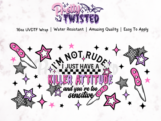 UV DTF | K!LLER ATTITUDE 16oz Libbey Wrap