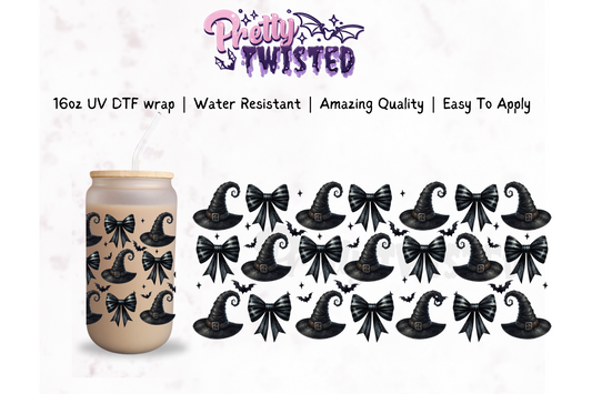 UV DTF | WITCHES BLACK HATS 16oz Libbey Wrap