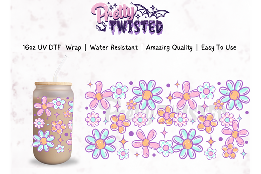 UV DTF | Colourful Flowers 16oz Libbey Wrap