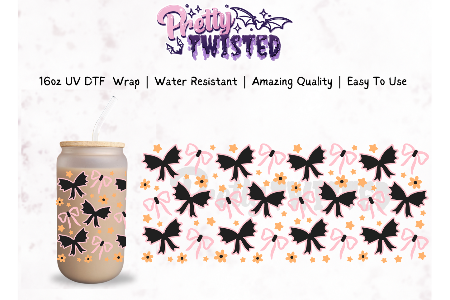 UV DTF | Bow Bats 16oz Libbey Wrap