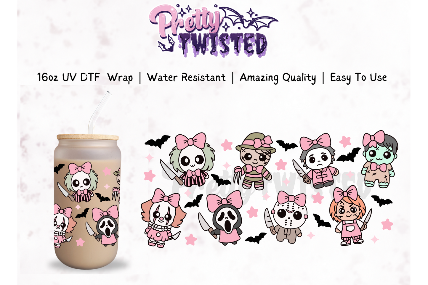 UV DTF | Cute Horror 16oz Libbey Wrap